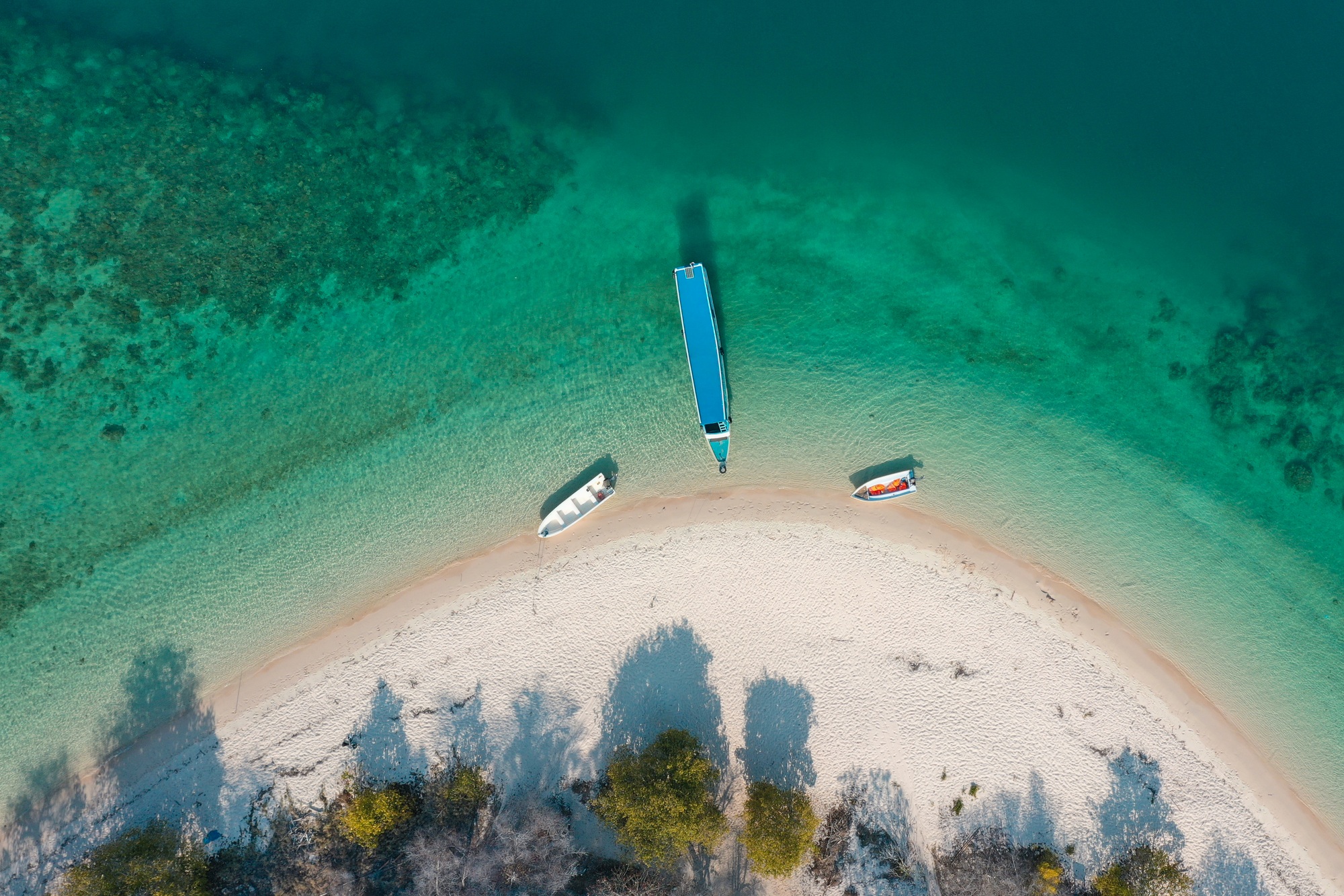 Top View of Beatiful Island and Boats at Labuan Bajo Indonesia